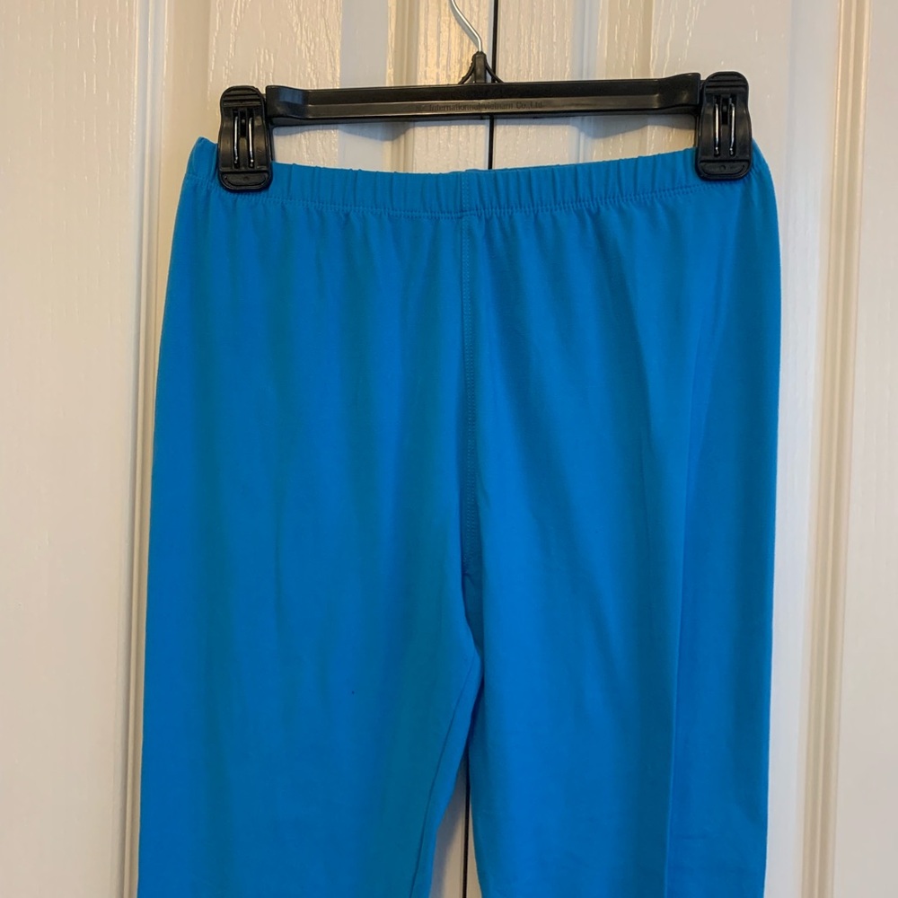 Bright blue stretchy cotton blend long leggings - Picture 5 of 5